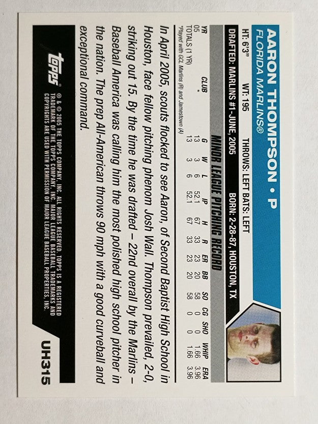 2005 Topps Update #315 Aaron Thompson DP RC