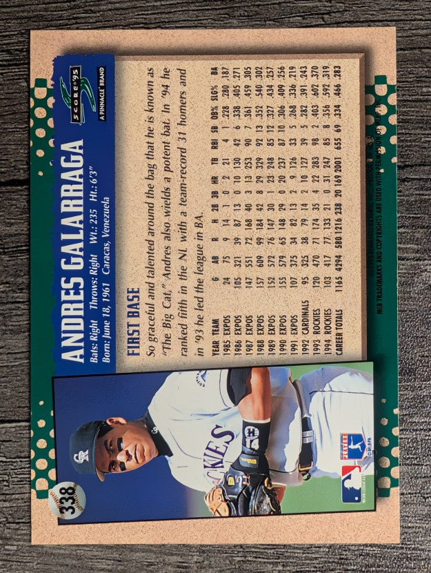 1995 Score #338 Andres Galarraga