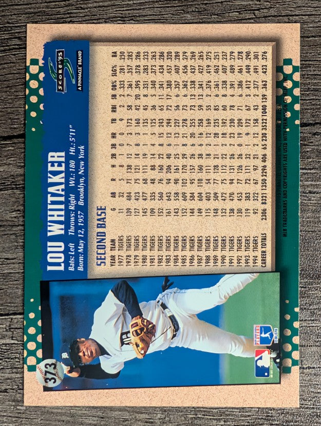 1995 Score #373 Lou Whitaker