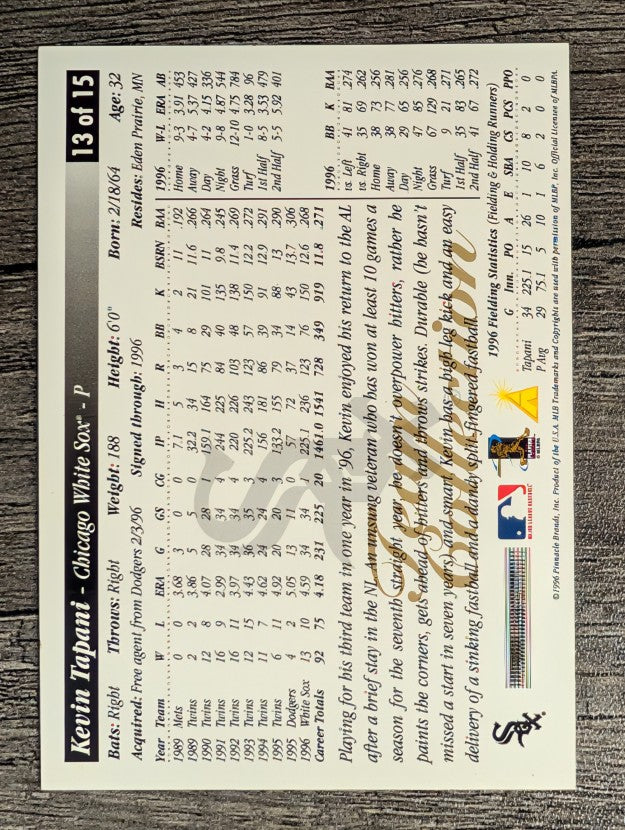 1997 White Sox Score #13 Kevin Tapani