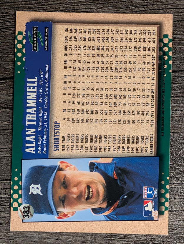 1995 Score #383 Alan Trammell