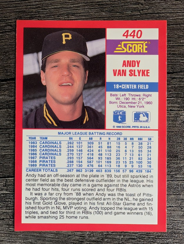 1990 Score #440 Andy Van Slyke