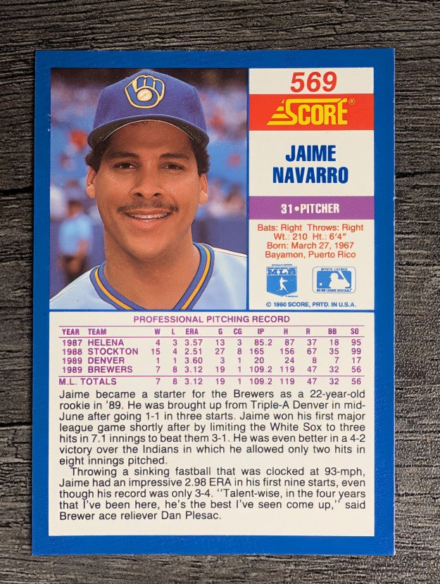 1990 Score #569 Jaime Navarro