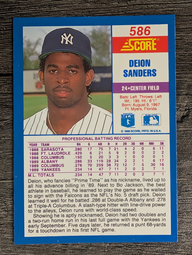 1990 Score #586 Deion Sanders