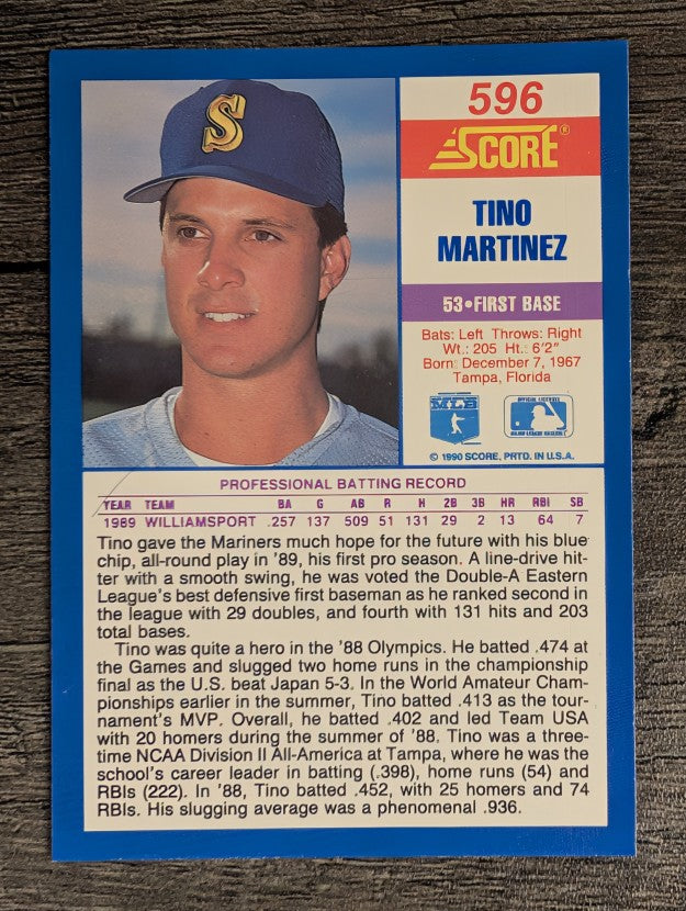 1990 Score #596 Tino Martinez