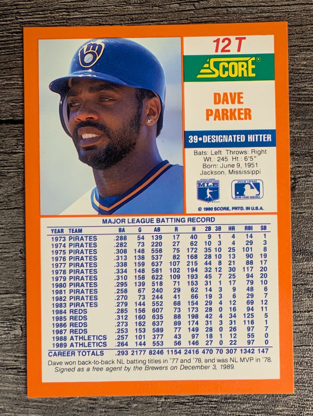1990 Score Rookie/Traded #12T Dave Parker