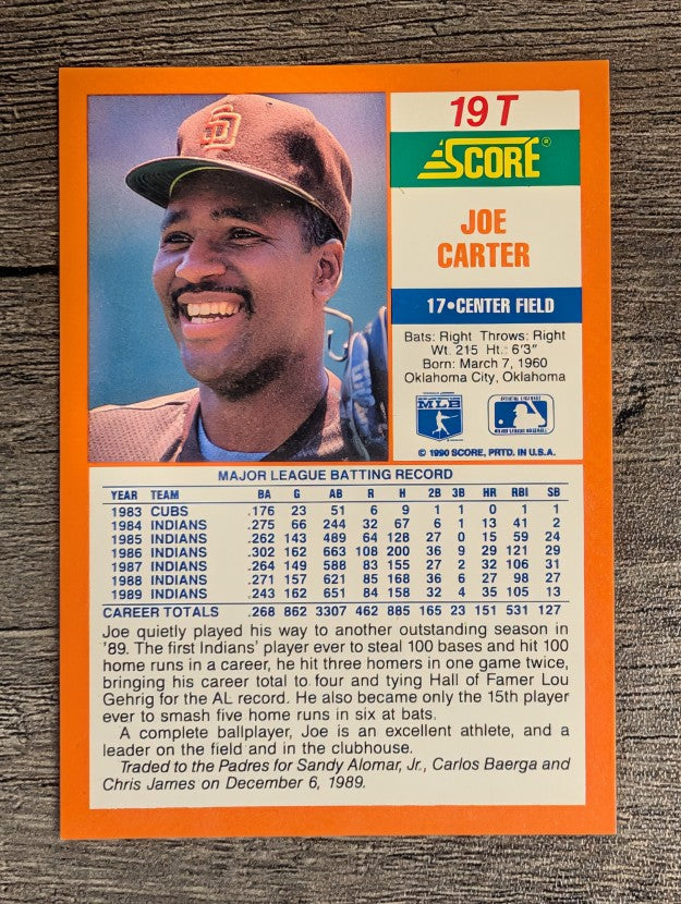 1990 Score Rookie/Traded #19T Joe Carter