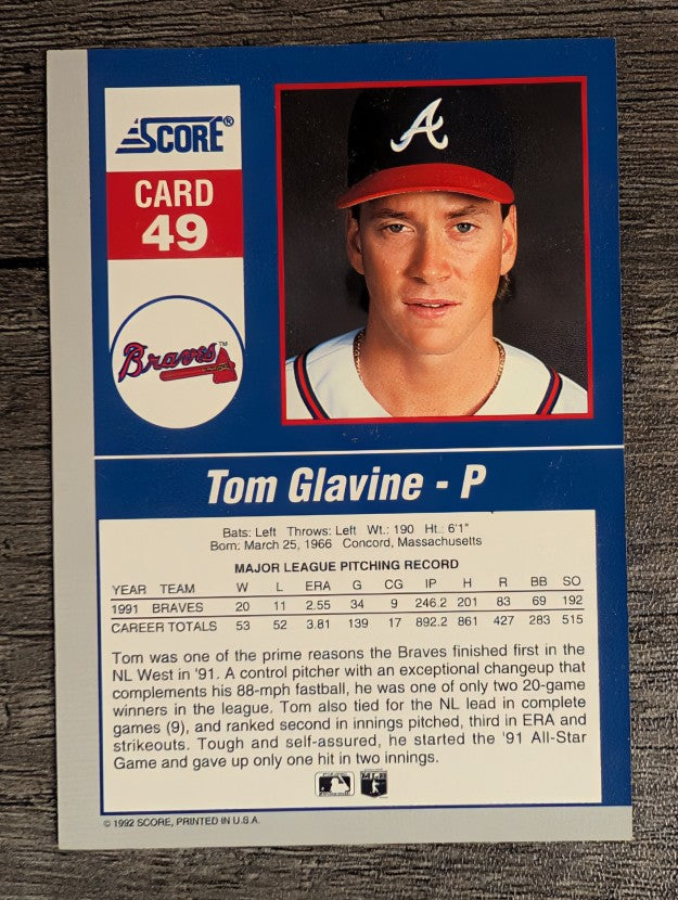 1992 Score Impact Players #49 Tom Glavine