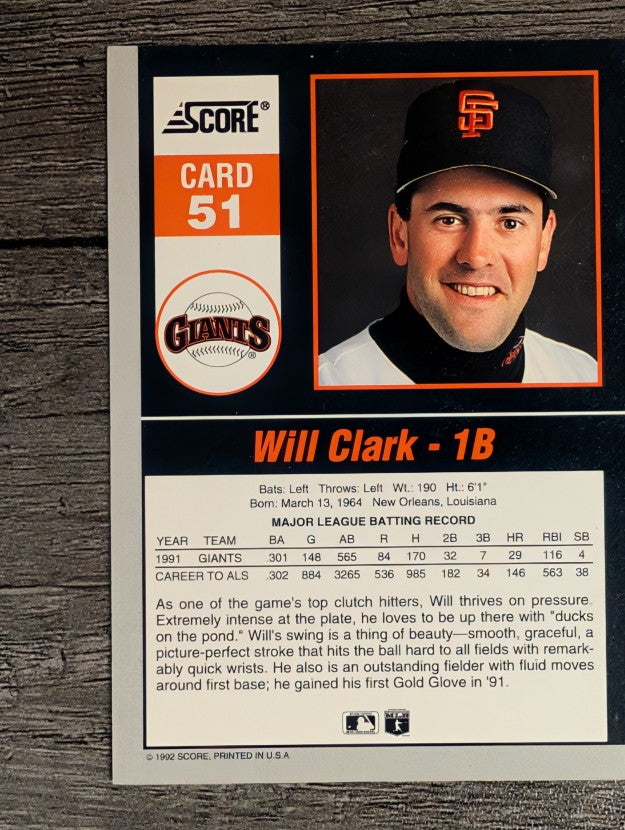 1992 Score Impact Players #51 Will Clark