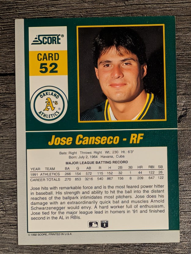 1992 Score Impact Players #52 Jose Canseco