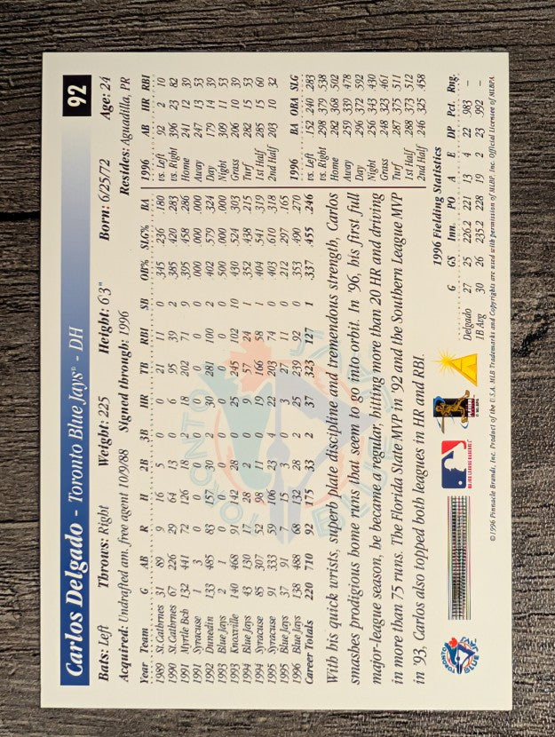 1997 Score #92 Carlos Delgado