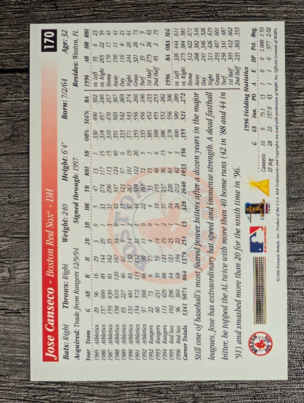 1997 Score #170 Jose Canseco