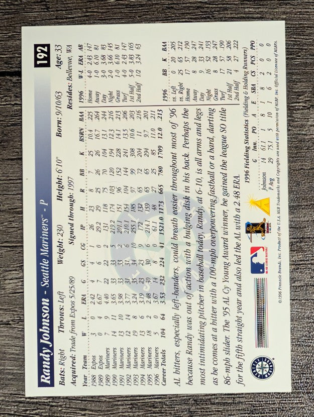 1997 Score #192 Randy Johnson