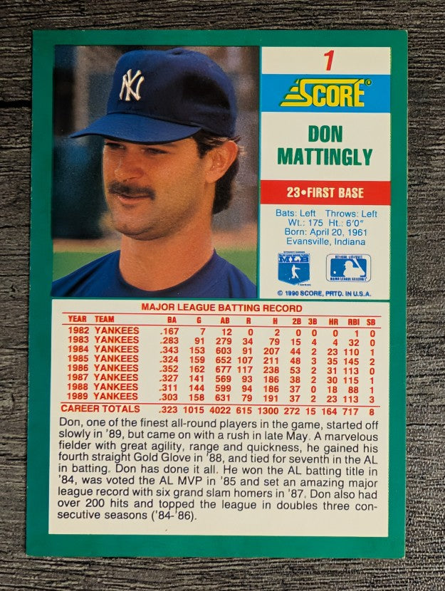 1990 Score #1 Don Mattingly