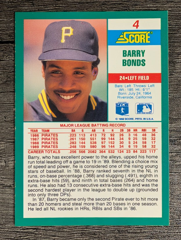 1990 Score #4 Barry Bonds