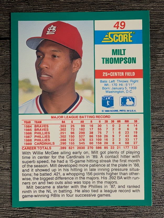 1990 Score #49 Milt Thompson
