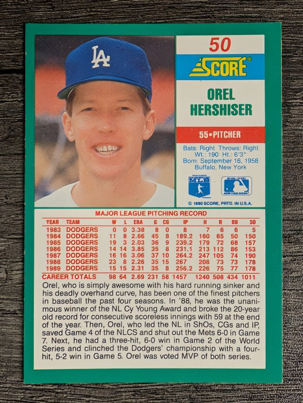 1990 Score #50 Orel Hershiser