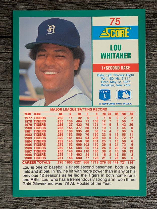 1990 Score #75 Lou Whitaker