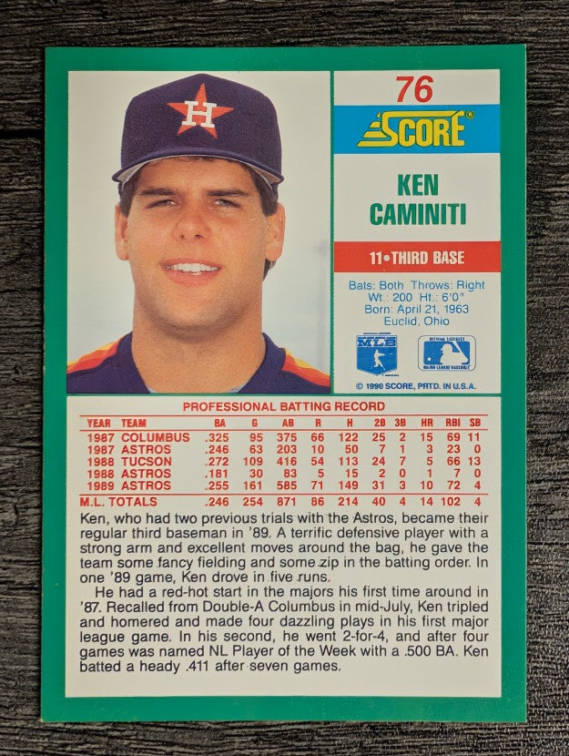 1990 Score #76 Ken Caminiti