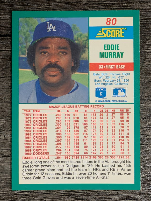 1990 Score #80 Eddie Murray