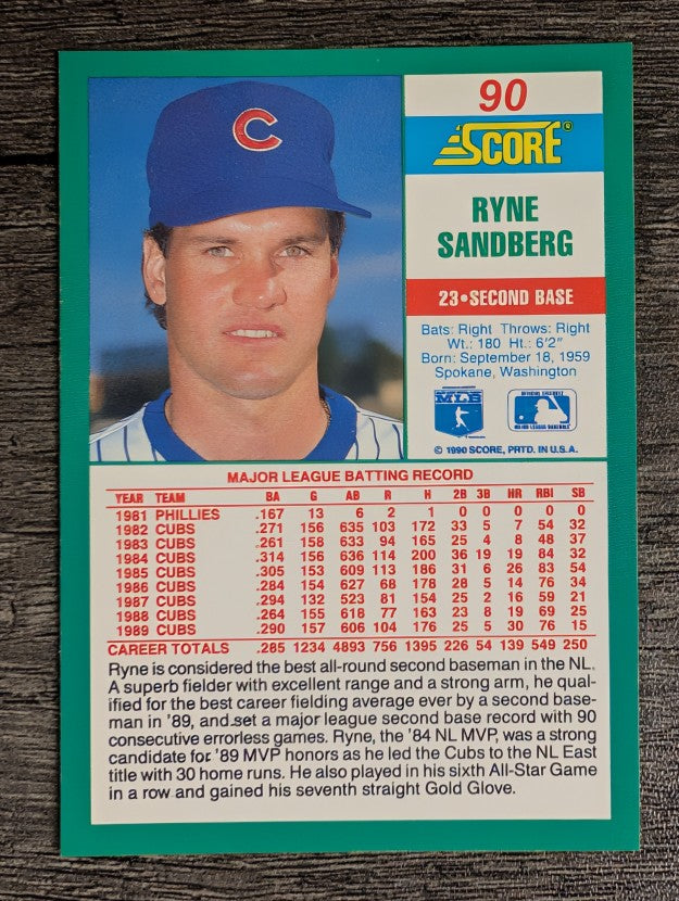 1990 Score #90 Ryne Sandberg