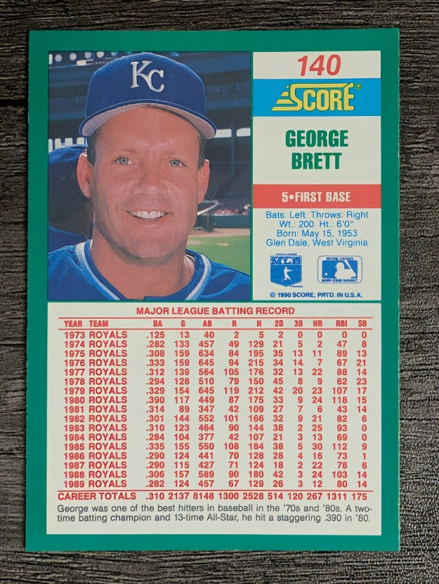 1990 Score #140 George Brett