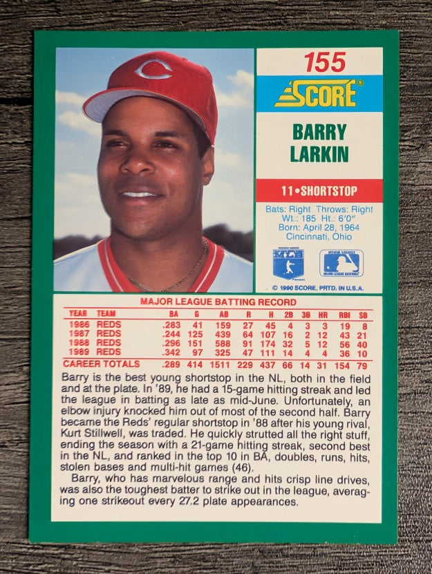 1990 Score #155 Barry Larkin