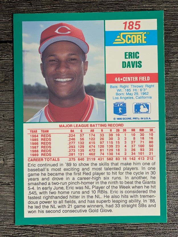 1990 Score #185 Eric Davis