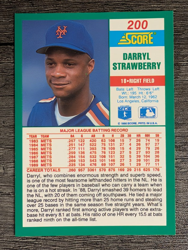 1990 Score #200 Darryl Strawberry