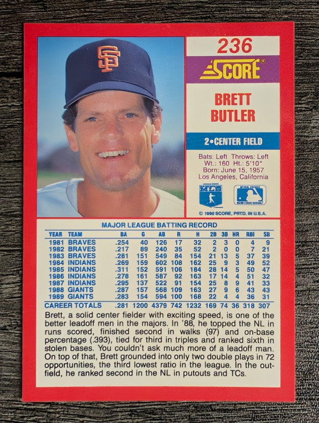 1990 Score #236 Brett Butler