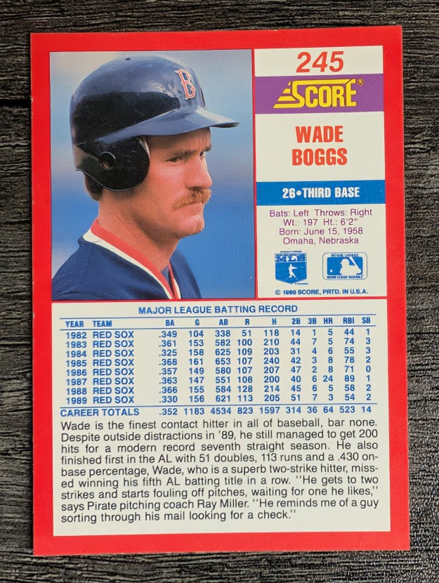 1990 Score #245 Wade Boggs