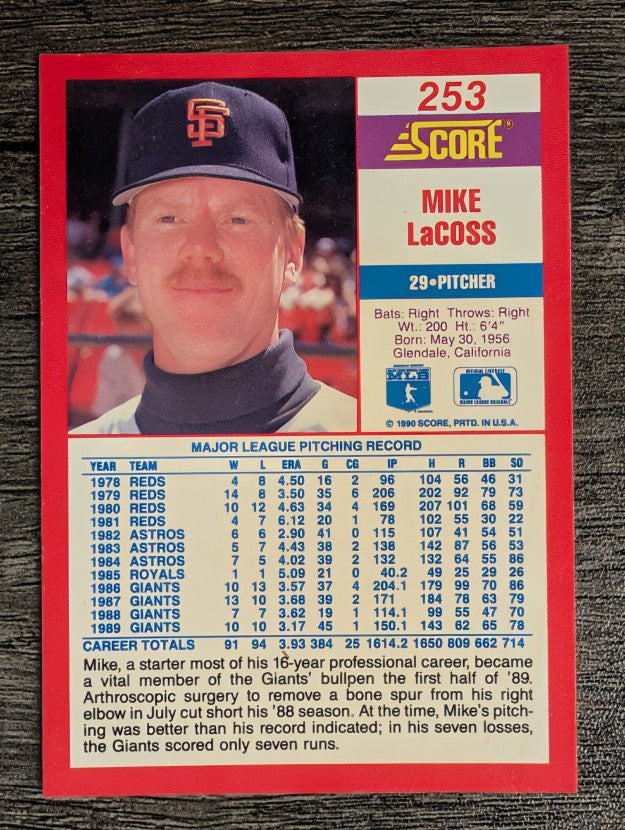 1990 Score #253 Mike LaCoss