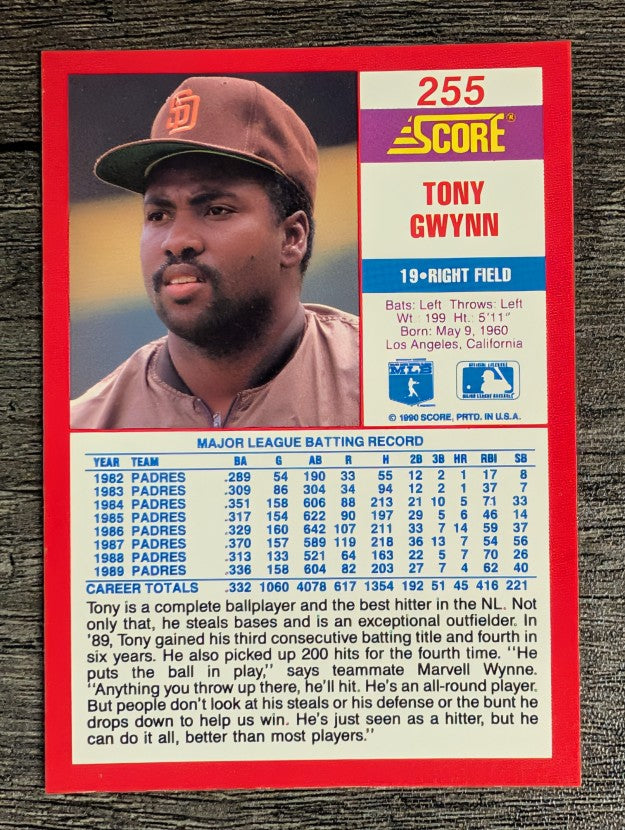 1990 Score #255 Tony Gwynn