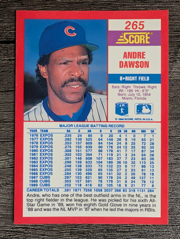 1990 Score #265 Andre Dawson