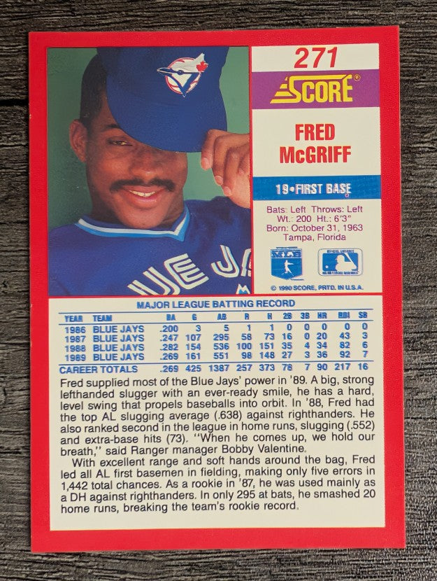 1990 Score #271 Fred McGriff