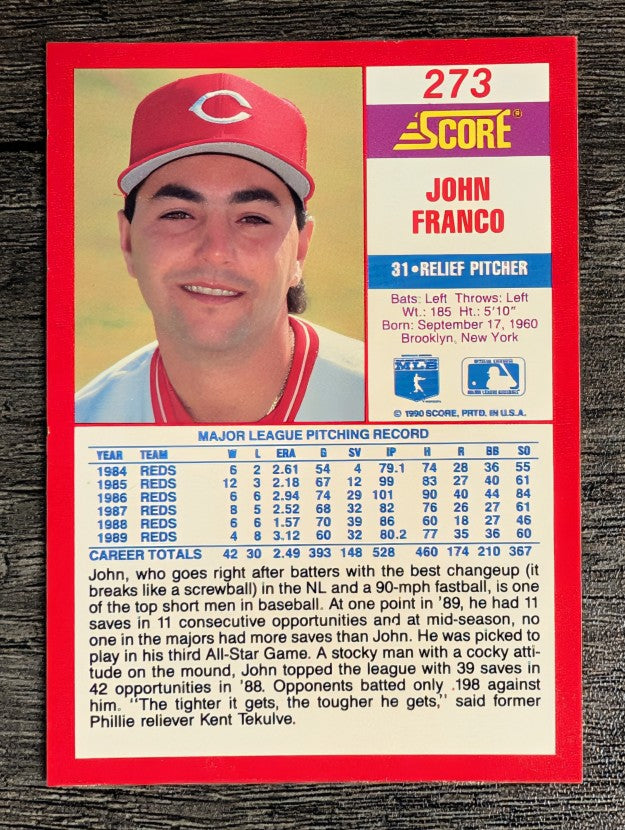 1990 Score #273 John Franco