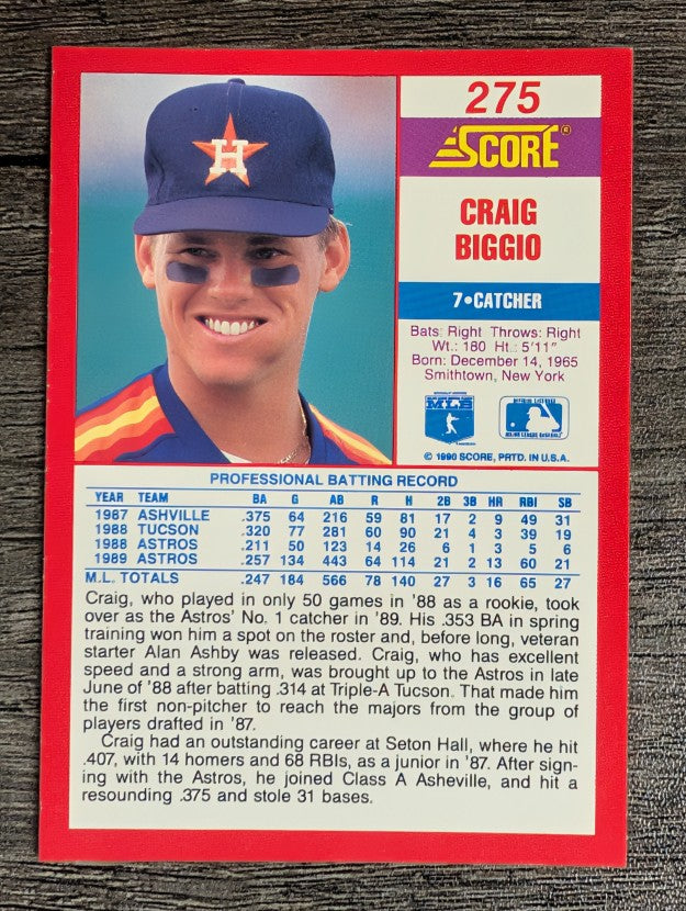1990 Score #275 Craig Biggio