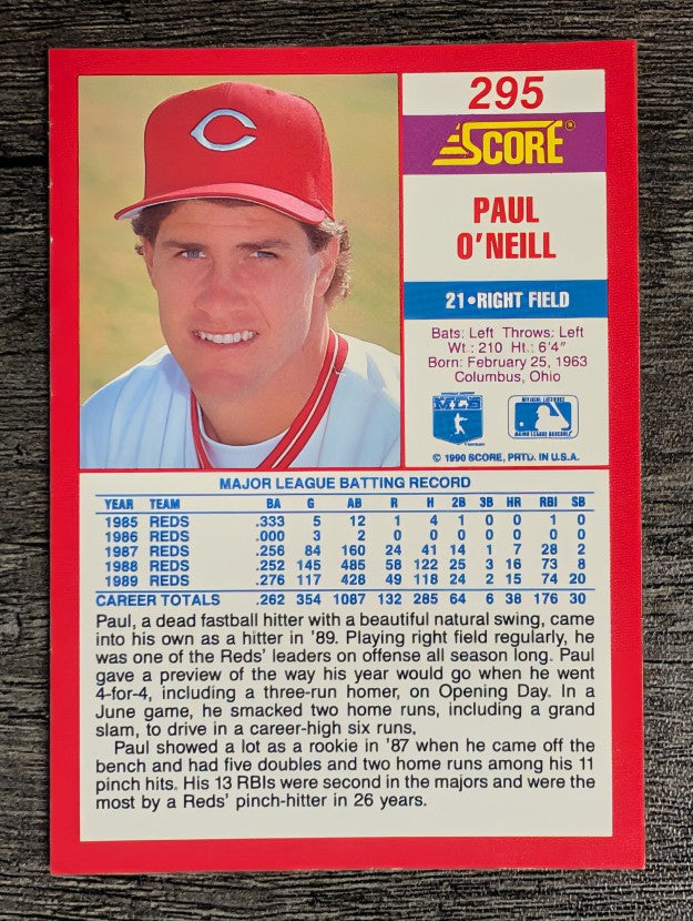 1990 Score #295 Paul O'Neill