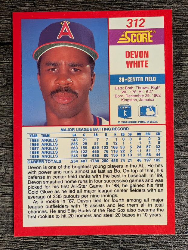 1990 Score #312 Devon White