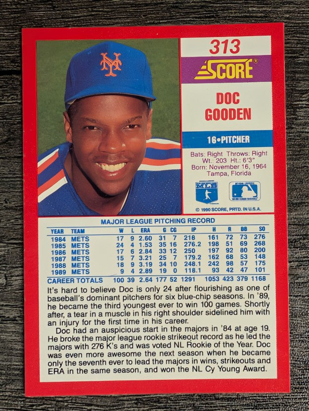 1990 Score #313 Dwight Gooden