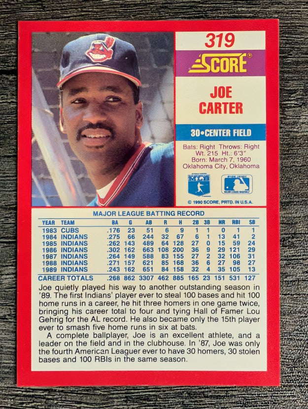 1990 Score #319 Joe Carter