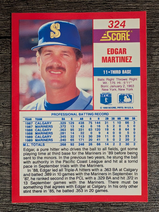 1990 Score #324 Edgar Martinez