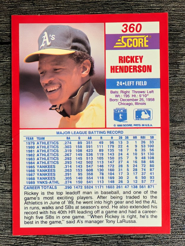 1990 Score #360 Rickey Henderson