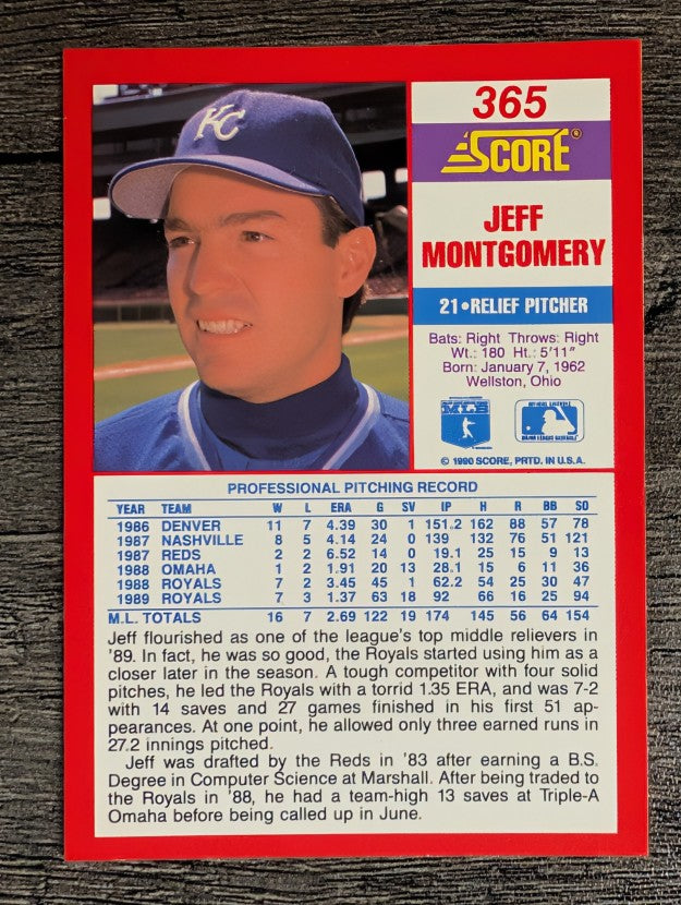 1990 Score #365 Jeff Montgomery