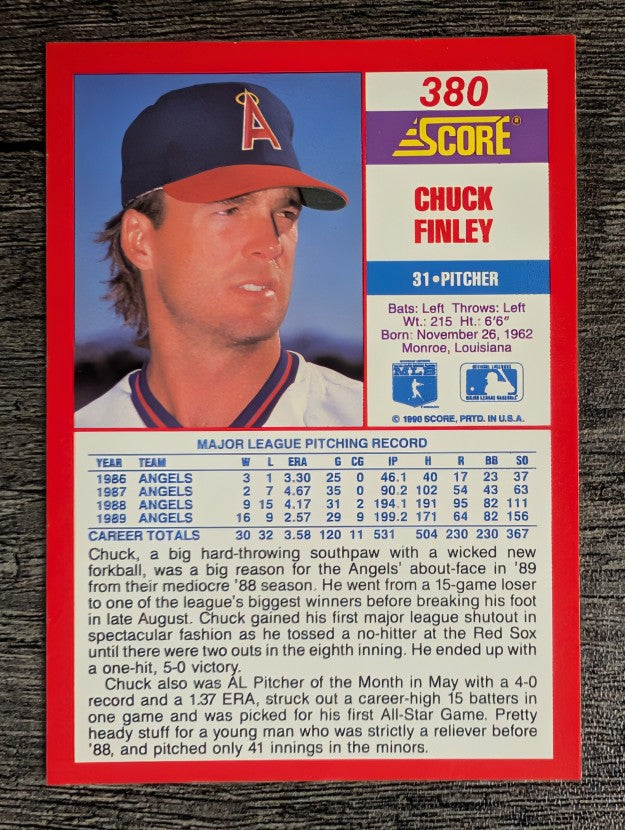 1990 Score #380 Chuck Finley