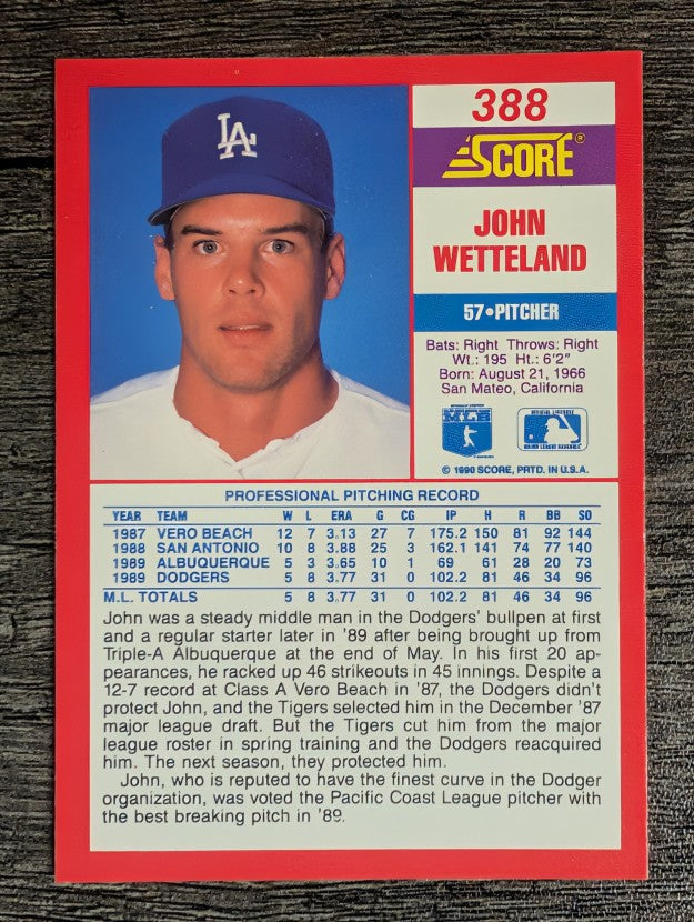 1990 Score #388 John Wetteland