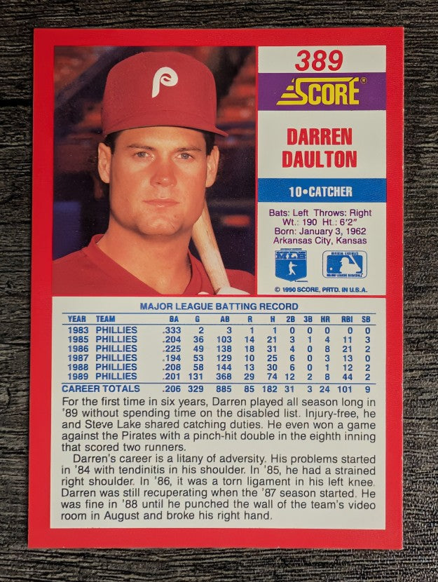 1990 Score #389 Darren Daulton