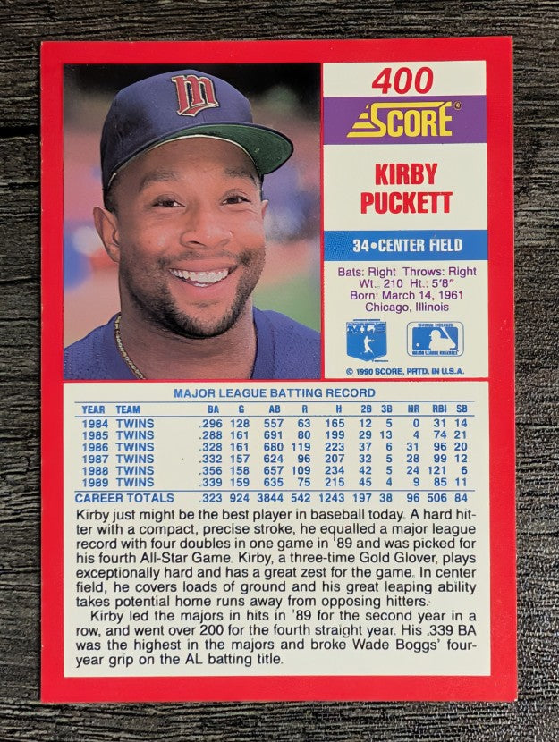 1990 Score #400 Kirby Puckett