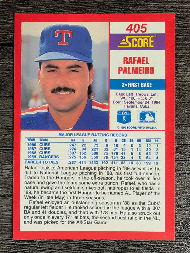 1990 Score #405 Rafael Palmeiro