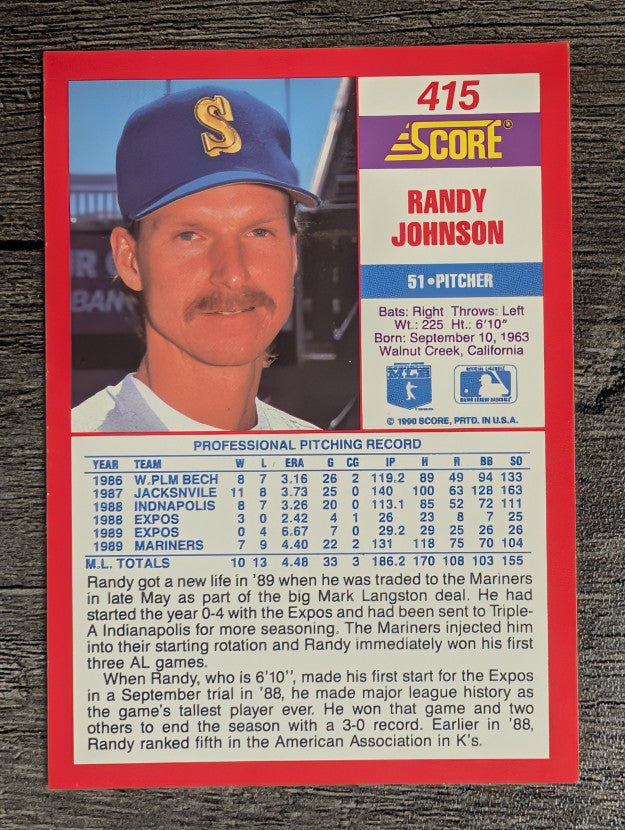 1990 Score #415 Randy Johnson